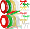 Christmas Ribbon, SEPGLITTER 250 Yards 8 Rolls Christmas Satin Organza Ribbons Gift Wrapping Ribbon for Xmas Party Decoration DIY Crafts Supplies (Red, Green, Gold, Silver, White)