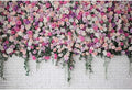 Rose Flowers Backdrop Beautiful Decorative Colorful Roses and Peonies on Brick White Wall Photography Background Interior Wedding Party Decorations Summer Flowers on Wall Building Props 10x6.5ft