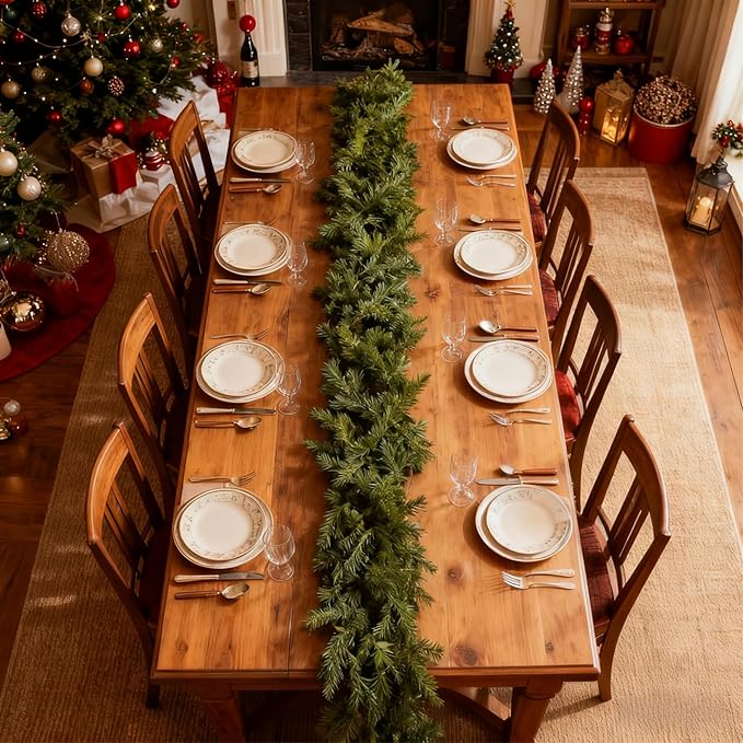 6FT Christmas Garland with Artificial Norfolk Pine - Christmas Decorations, Fall Decor, Mantle, Norfolk Greenery for Fireplace,Table,Window,Stairs,Mante,Holiday Indoor Outdoor Xmas Decor