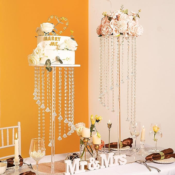 Wedding Centerpieces Decoration Flower Vase, Elegant Acrylic Crystal Stand -10 Pcs 23.6inch High Party Tables Decorations, Dining Table Chandelier Centerpiece Stands