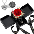 FIACO Gifts for Women Preserved Real Roses with I Love You Necklace Fresh Forever Flowers Birthday Gifts for Mom Grandma Wife Girlfriend on Anniversary Christmas Valentines Romantic Gift