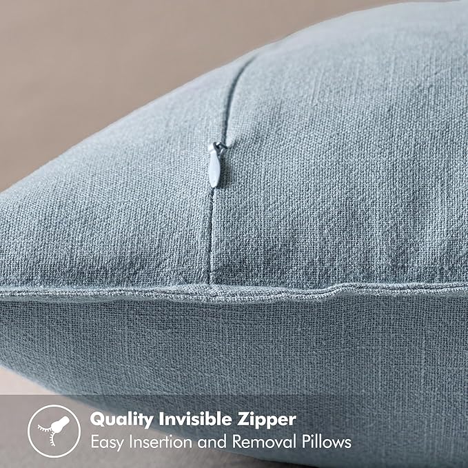 MIULEE Decorative Linen Pillow Covers 28x28 Inch Blue Grey Boho Farmhouse Neutral Couch Throw Pillows for Bed Pack of 2 Accent Modern Pillowcase Sofa Livingroom Home Decor