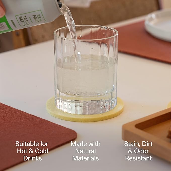 Graf Lantz - Bierfilzl Merino Wool Square Coasters Set of 6 - Ocean (4"x4"x5mm) - Absorbs 30% of Weight - Natural German Wool - Heat Resistant, Sustainable, Reusable - Home Decor & Coffee Table Decor