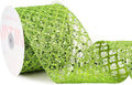 VATIN 4" Apple Green Christmas Ribbon, Green Glitter Mesh Diamond Web Sequin Dots Wired Christmas Ribbon for Gift Wrapping Bow Making Wreath Supply-10 Yards