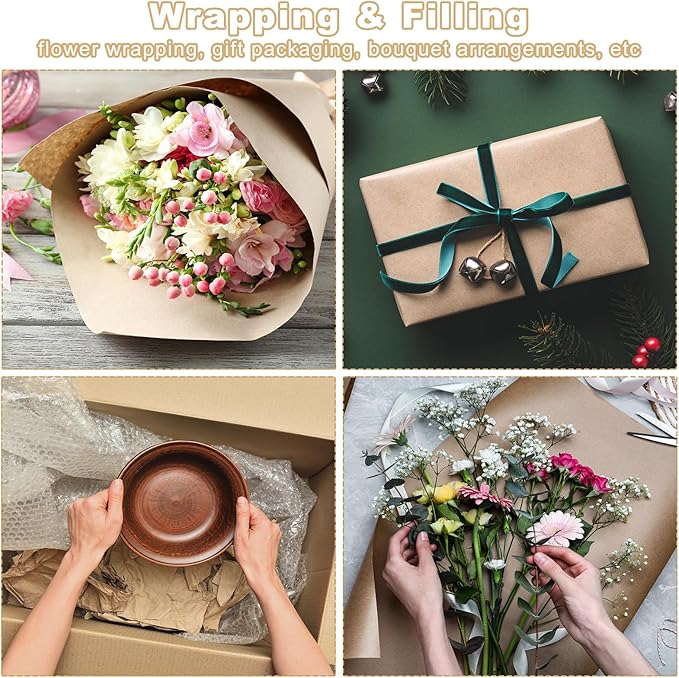 PATIKIL Wrapping Paper, 12"x800"(66') Bulletin Board Paper Roll Kraft Paper Roll Construction 80GSM for Shipping Packing Gift Wrapping Craft Flower Bouquet Christmas, Red