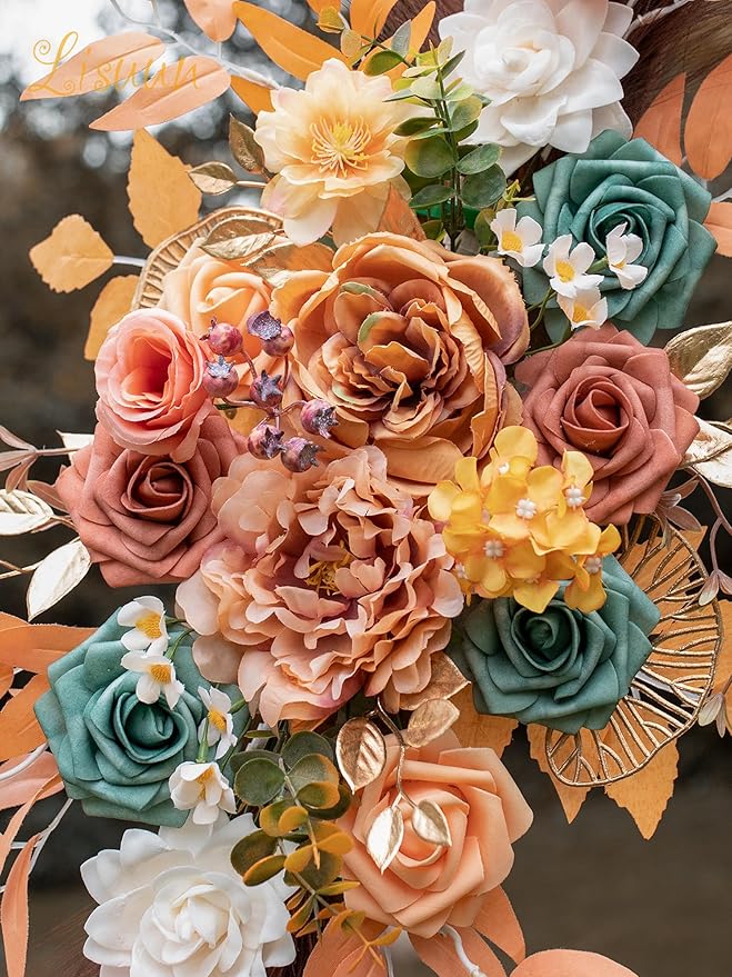 Wedding Arch Flowers, Artificial Flowers for Decoration, Large Flower Swag for Boho Styles Wedding Ceremony Floral Decor - Pack of 2