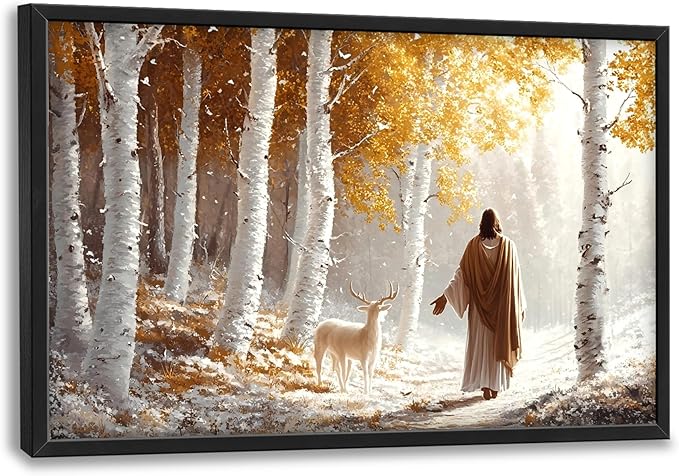 Christian Large Wall Art Religious Framed Wall Decor for Living Room, Jesus Pictures Oversized Canvas Print Painting Modern Extra Large Framed Artwork for Bedroom Office Home Decor 36"x24"