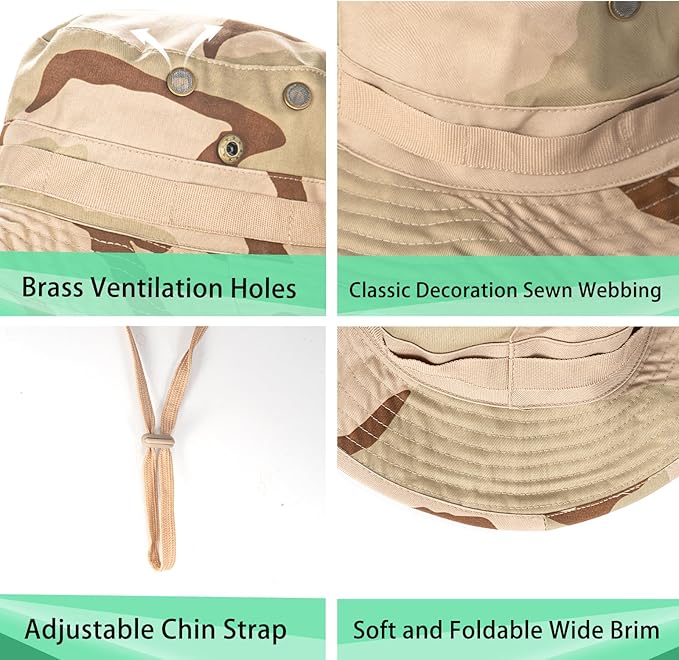 Sun Hats for Men Women Boonie Hat UPF 50+ Bucket Hat Wide Brim UV Protection Fishing Hiking Safari Outdoor Hats