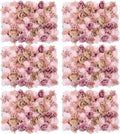 Flower Wall Panels 3D Flower Wall Backdrop, 6Pcs Artificial Flower Wall Panel Silk Rose Floral Decorative Faux Flower Wall Background for Wedding Home Decoration (Autumn Pink, 23.6*15.7in)