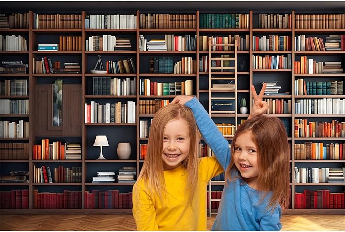 Bookshelf Photography Background School Library Bookcase Backdrop Conference Online Office Backgrounds Webcam Zoom Meeting Decor Backdrops Portrait Photo Video Studio Office Decor 8x6ft