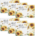 Farmhouse Sunflower Placemats Set of 6, Hello Sunshine Place Mats, Rustic Bee Dining Table Mats, Washable Placemats for Kitchen Dining Room Home Decor 18L'' × 12W''