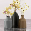 Ceramic Small Vase Set of 3 - Modern Boho Aesthetic Flower Decorative Vases Home Decor for Kitchen Dining Bedroom Office Living Room Bathroom & Shelves Shelf Centerpiece Table Decorations (Multicolor)