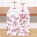 Solino Home 100% Pure Linen Christmas Table Runner 108 Inches Long - Red/White Table Runner 14 x 108 Inch - Handcrafted and Machine Washable - Winter Forest Print