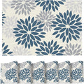 Artoid Mode Floral Vinyl Plistic Placemats Set of 6, Washable Heat Resistant Non-Slip Woven Plastic PVC Place Mats for Farmhouse Holiday Party Kitchen Dining Decor