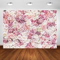 Avezano Floral Backdrop for Party Photoshoot Pink Rose Flowers Wedding Birthday Valentine's Day Bridal Shower Simulation Printing Flower Wall Decorations Photography Background for Picture (7x5ft)