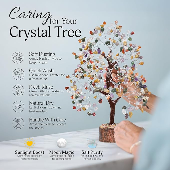 FASHIONZAADI Premium Crystal Tree of Life – 7 Chakra Tree for Healing, Positive Energy, Luck & Manifestation – Gift-Ready Packaging – Ethically Handcrafted Spiritual Gifts for mom