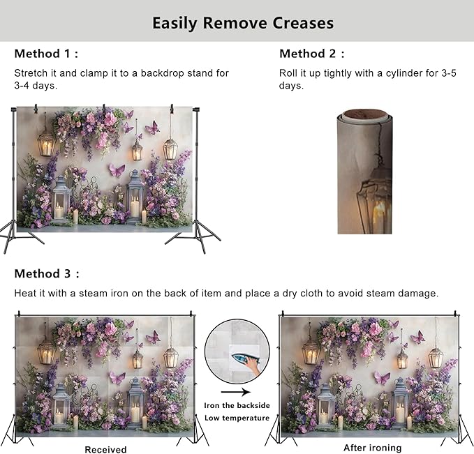YongFoto Elegant Flower Wall Backdrop 7x5ft Floral Butterfly Candle Photography Background Baby Bridal Shower Wedding Girl Birthday Party Banner Room Decor Portrait Photoshoot Wallpaper Photo Booth