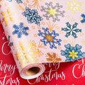 MAYPLUSS Christmas Wrapping Paper - 17 Inch X 33 Feet - Gold Snowflakes Against Pink Reversible Merry Christmas Gift Wrapping Paper, Metallic Foil Thick Gift Wrap Paper for Holiday Party New Year Kids