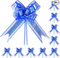24PCS Navy Blue Pull Bows for Gift Wrapping, 6" Large Pre-Tied Decorative Bows for Christmas, Wedding, Birthday, Party Decorations, Reusable Instant Floral Decors for Gifts, Bouquets,Baskets
