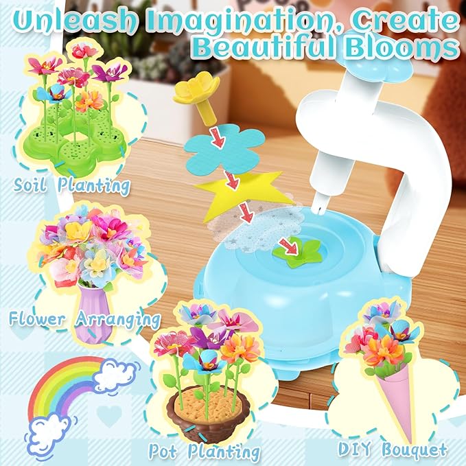 Kufanda Arts and Crafts for Kids 4-6, Toddler & Creative Fabric Flower Bouquets Toys for 4-8 Year Old Kids, Ideal Christmas Gifts for Granddaughters & Craft Lovers, Educational Fun DIY Activity Set