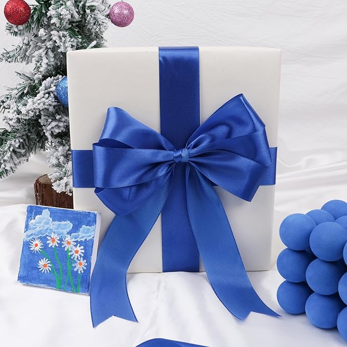 NESCCI 100 Yards Ribbon,1-1/2 Inch Royal Blue Satin Ribbon,Single Face Satin Ribbons,Perfect for Gift Wrapping,Wedding Decoration,Handmade Bows,Wrapping Bouquet and More