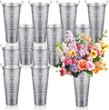 Zhehao 12 PCS 12 Inch Galvanized Metal Vase with Handles Bulk Tin Flower Buckets Galvanized Vases for Flowers Country Wedding Table Centerpieces Metal Flower Buckets for Wedding Home(Matte Silver)