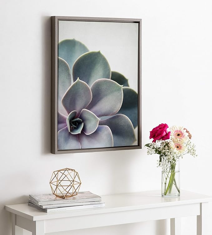 Kate and Laurel Sylvie Succulent 5 Framed Canvas by F2 Images, 18x24 Gray