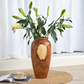 Greenage Natural Acacia Wood Vase Handmade 7.1" 7.1" x 19.7" Handcrafted Solid Wooden Table Flower Holder Rustic Decorative Tall Floor Vase for Living Room Balcony Home Decor