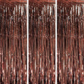 3 Pack 3.3 x 8.2 ft Brown Foil Fringe Backdrop Curtains, Tinsel Streamers Party Decorations, Fringe Backdrop, Door Shimmer for Thanksgiving Day or Birthday Party