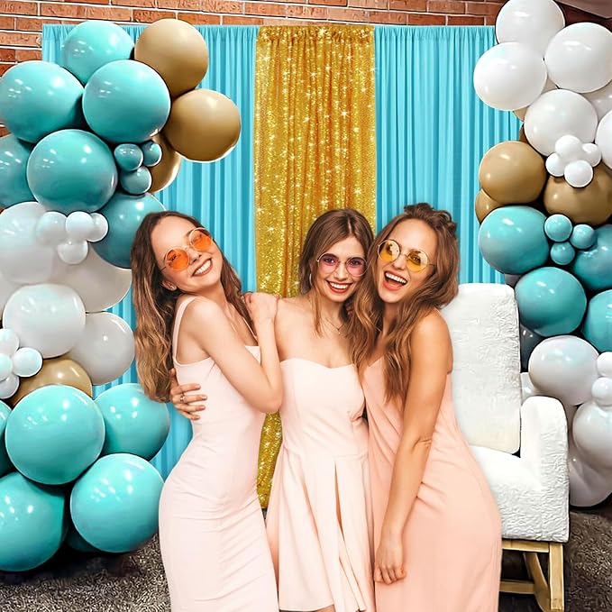 10 x 10 Feet Sky Blue Backdrop Curtain for Partie, Background Curtains for Photoshoot, Birthday, Wedding, Halloween, Thanksgiving, Christmas, New Year Party Decorations 5Ft x 10Ft, 2 Panels