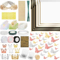 260Pcs Flower Bouquet Wrapping Paper Kit, 60 Sheets Waterproof Paper, 36 Butterflies, 8 Crowns, 1 Headband, 4 Ribbons, 15 Cards, 100 Diamond Pins, 30 Floral Wire, 3 Stickers, 3 Tapes (Black & White)