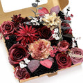 Artificial Flower Box Set Silk Fake Flowers DIY Center Cake Decoration Wedding Bouquet Corsage Home Decor Outdoor Decor Gift (Gothic Black and Red)
