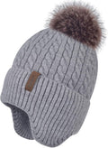 FENELY Women's Knitted Warm Beanie Winter Hat, Warm Chunky Snow Hat with Pompom