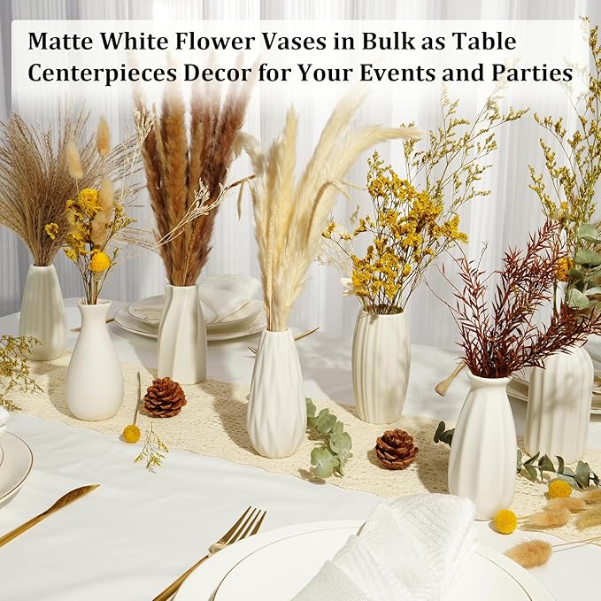 Ceramic Bud Vases, Set of 12 White Vases for Centerpieces Small Vase for Flowers Mini Ceramic Vases for Pampas Grass VAse Bulk for Wedding Table Centerpieces Decoration Boho Home Decor DIY Gift