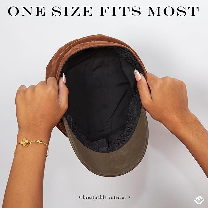Funky Junque Newsboy Hat for Women – Trendy Greek Fisherman Cap, Classic Women's Baker Boy Newsies Hat, Ladies Fashion Caps