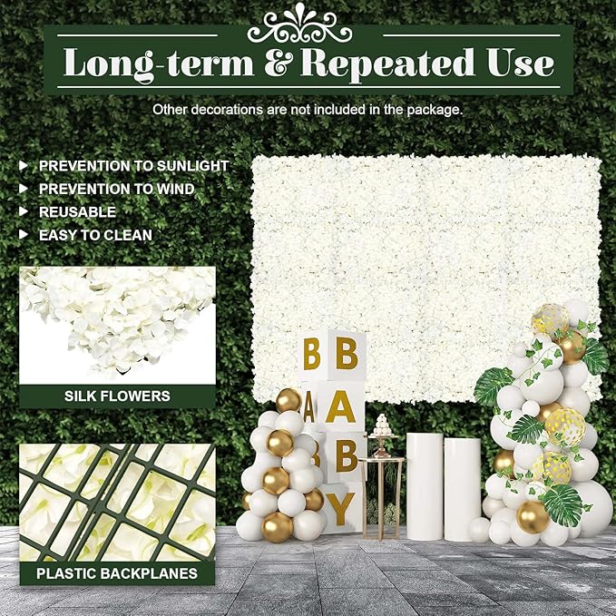 Flower Wall Panel Floral Backdrop,20Pack Flower Wall Decor,Floral Mat Silk Rose Hydrangea Background,Silk Rose Wall,Artificial Flower Backdrop Faux Flower Panel for Wedding,15.7"x 23.6"