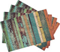 Vintage Colorful Wooden Placemats Set of 4, Placemats Dining Table Mat Set,12x18 Washable Stain Resistant Wipeable Cloth Placemat for Kitchen Buffet Parties