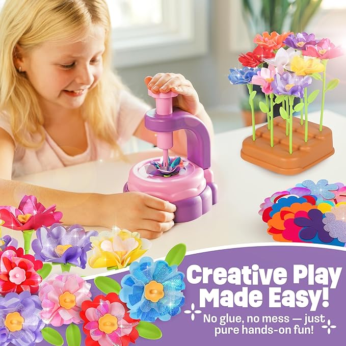 Flower Bouquet Making Kit Toy for Kids - 5 Year Old Girl Gift, Toys for 7 Year Old Girls Gifts, Arts and Crafts for Girls Ages 4 5 6 7 8 8-12 + Christmas Gift Ideas - 6 Year Old Girl Gifts Birthday