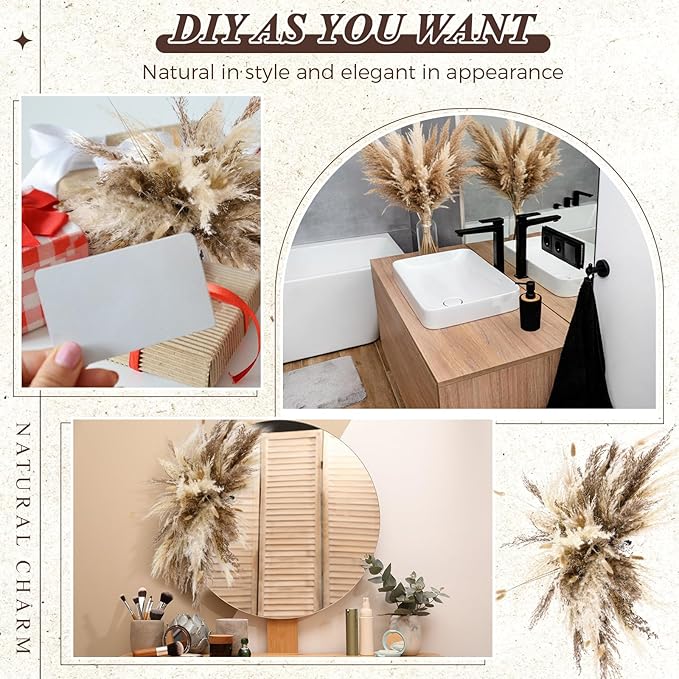 Layhit 1 Set Boho Dried Flower Wall Hanging 35 inch Pampas Grass Bouquet Dry Flower for Vase Crafts DIY Handmade Floral Plant Weeding Arch Decor