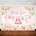 InMemory Girl Baby Shower Backdrop Pink Floral Baby Shower Decorations,Glitter Rose Gold Newborn Clothes Photography Background It's a Sweet Baby Girls Shower Party Banner Photo Booth Supplies 8x6ft