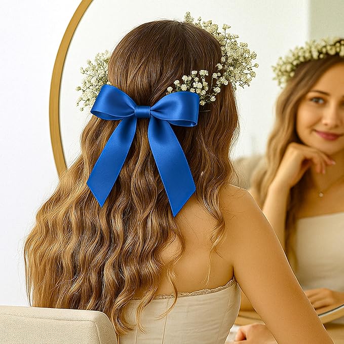 Fullive Ribbon for Gift Wrapping, 1 1/2 Inch 30 Yards Royal Blue Ribbon, Polyester Solid Ribbons for Flower Bouquet for Graduate Wedding Decorations DIY Bows Wrapping Bouquet Floral Arrangements