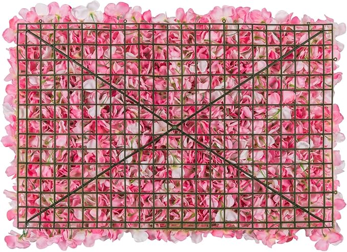 Flower Wall Panel Set, U'Artliens Artificial Wall Flower Backdrop 24x16 Inch 3D Silk Hydrangea Rose Floral Panel for Photo Background Home Party Wedding Backdrop Decoration(12pcs,Pink)