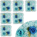3D Flower Wall Backdrop - 6Pcs Artificial Flower Wall Panel 15 * 15inch Decoration Blue Roses Walls for Home Party Wedding Anniversary Birthday