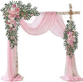 Wedding Arch Flowers with Drapes Kit (Pack of 4) - 2pcs Artificial Lilac Deluxe Swag with 2pcs Sheer Drapes for Wedding Ceremony Backdrop Rose Floral Decoration Arbor Reception