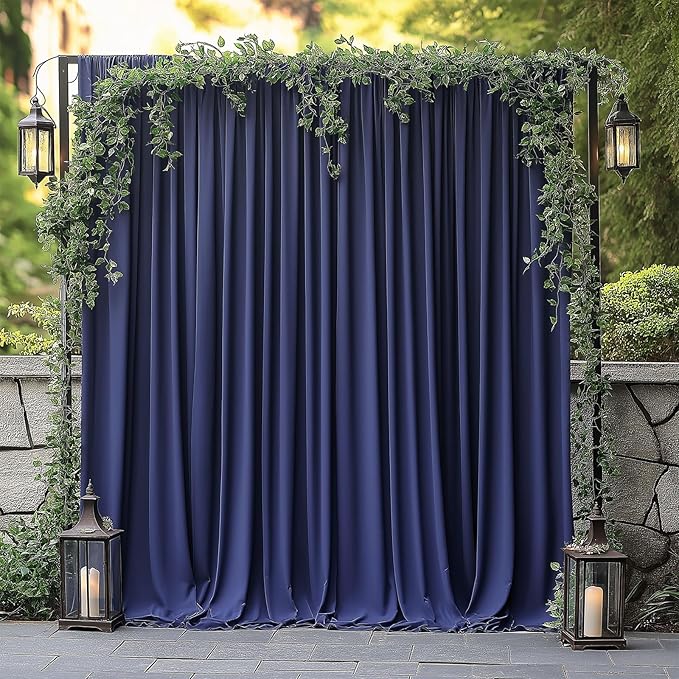 20x10ft Wrinkle Free Navy Blue Backdrop Curtain for Parties Soft Fabric Drapes Wedding Curtain Backdrop for Birthday Party Decorations Background for Photography 5x10ft, 4 Panels