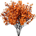 Mandy's Orange Artificial Baby’s Breath European Flowers 6 Bundles Silk Gypsophila with Bendable Stems for Fall Thanksgiving & Christmas Centerpiece Wedding Decor and Table Arrangements