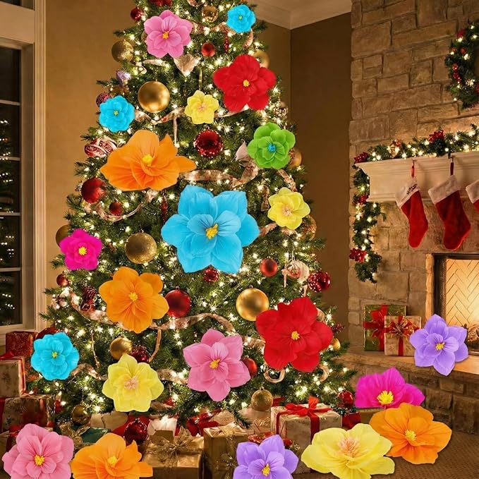 Giant Paper Flowers Artificial Large Paper Flower Decoration for Handcrafted Wall Backdrop Christmas Mexican Wedding Graduation Bridal Shower Birthday Party Supplies(Mexican Fiesta,24 Pcs)