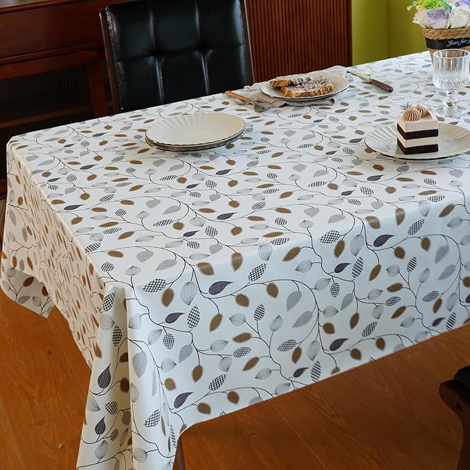Rectangle Table Cloth,100% Waterproof Tablecloth Oil Proof Spill Proof Vinyl Table Cloth, Wipe Clean Plastic Table Cover for Dining, Camping, Indoor and Outdoor 52" x 70",Leaf