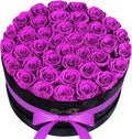 40 Pieces Preserved Roses in Suede Box, Flowers for Mothers Day, Preserved Flowers Gift for Women, Purple