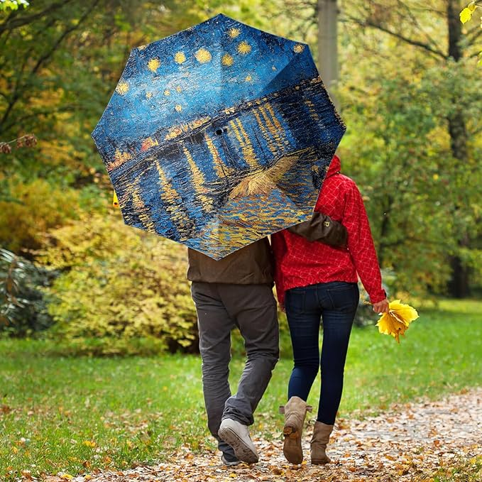 Small Compact Travel Automatic Folding Umbrella for Women, Portable Lightweight, Rain, Wind, UV Sun Shade